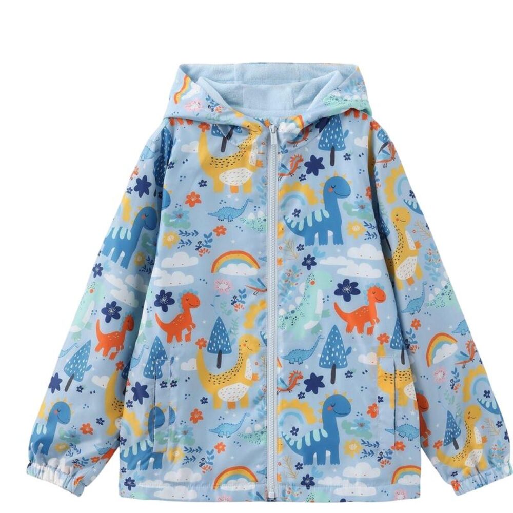 Star Boys Dinosaur Polyester All-Over Print Jacket / Blue